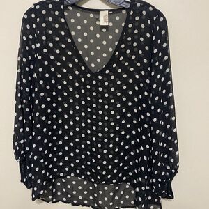 Boutique Brand Balloon Sleeve Polka Dot Top